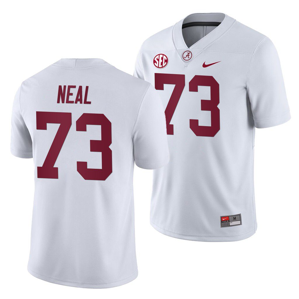 Men's Alabama Crimson Tide Evan Neal #73 2019 White Away Game NCAA College Football Jersey